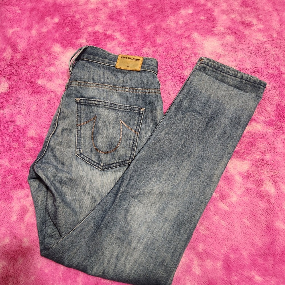 True Religion Faded Blue Straight Leg Jeans